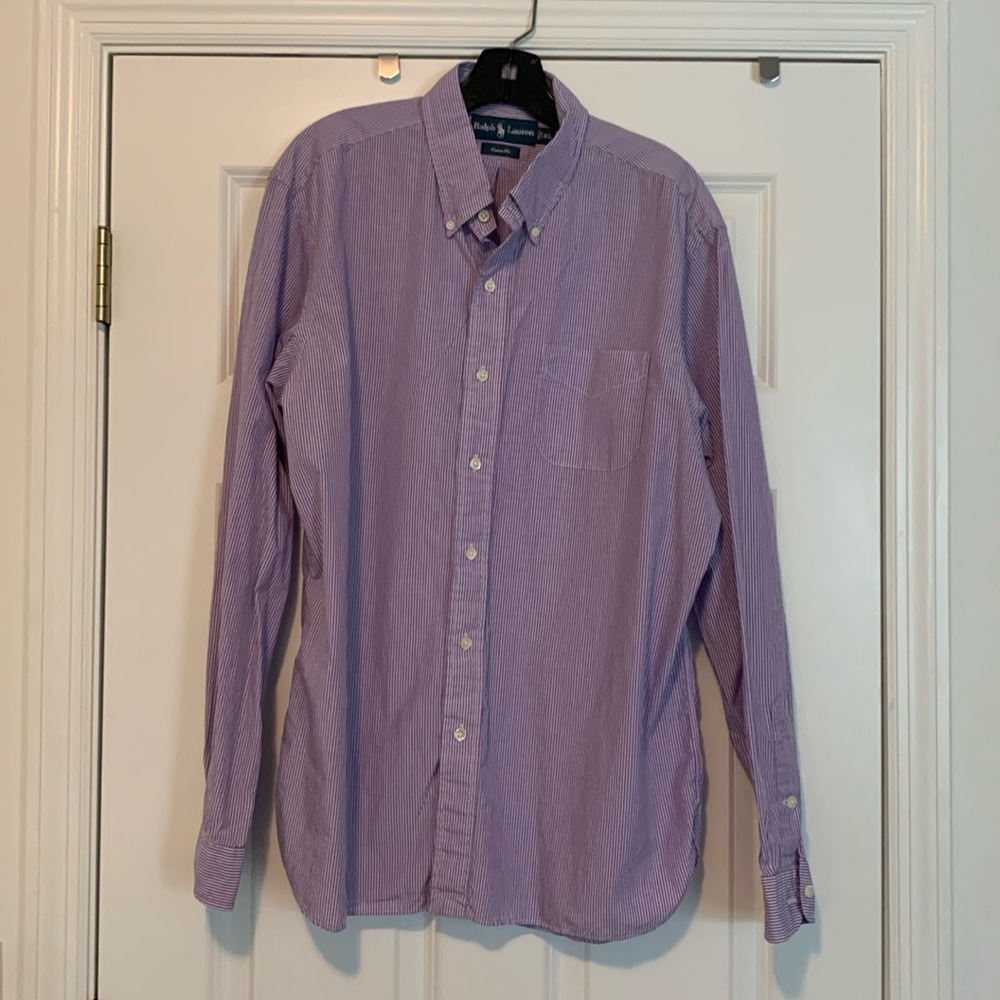 Purple and White Polo button down